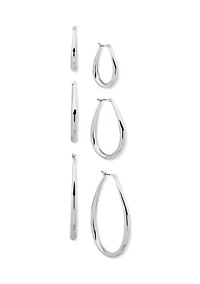 Oval Hoop Trio Earring Set