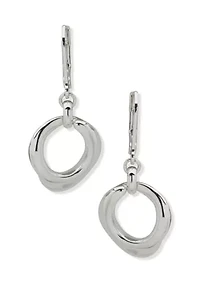 Silver Tone Ring Drop Earrings