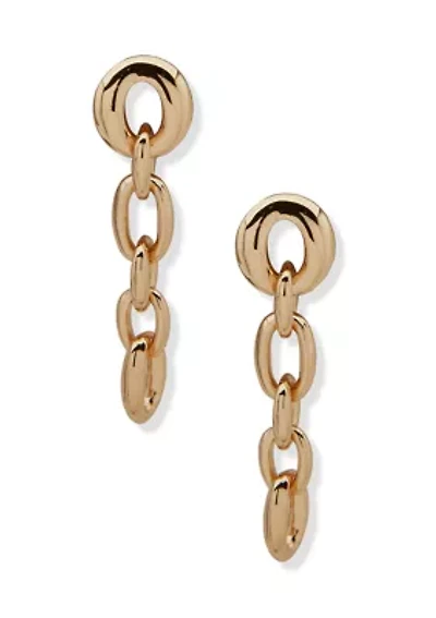 Link Gold Tone Linear Earrings