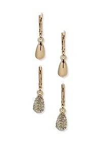  Crystal Teardrop Gold Tone Earring Set