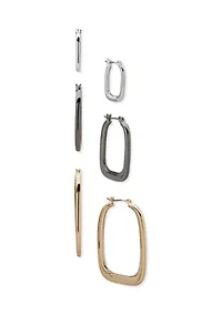 Tri Tone Hoop Trio Earrings