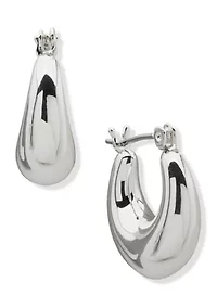 Puffy Silver Tone Hoop Earrings