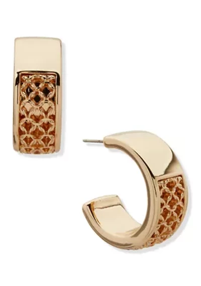 Chain Inlay Gold Tone Hoop Earrings