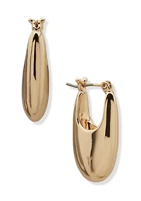 Puffy Gold Tone Click Hoop Earrings