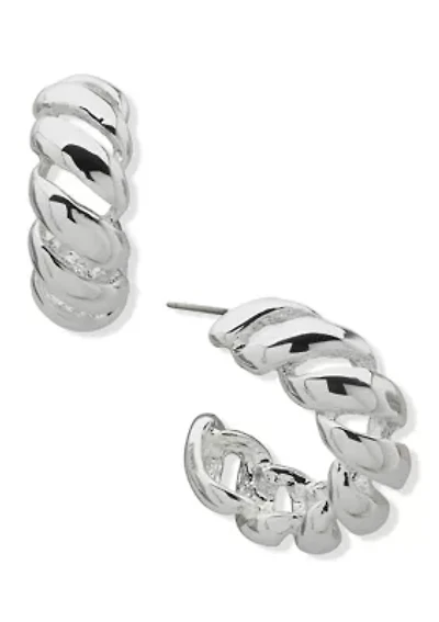 Rope Pattern C Hoop Earrings