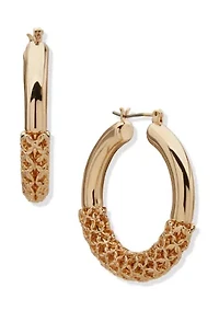 Mesh Gold Tone Hoop Earrings