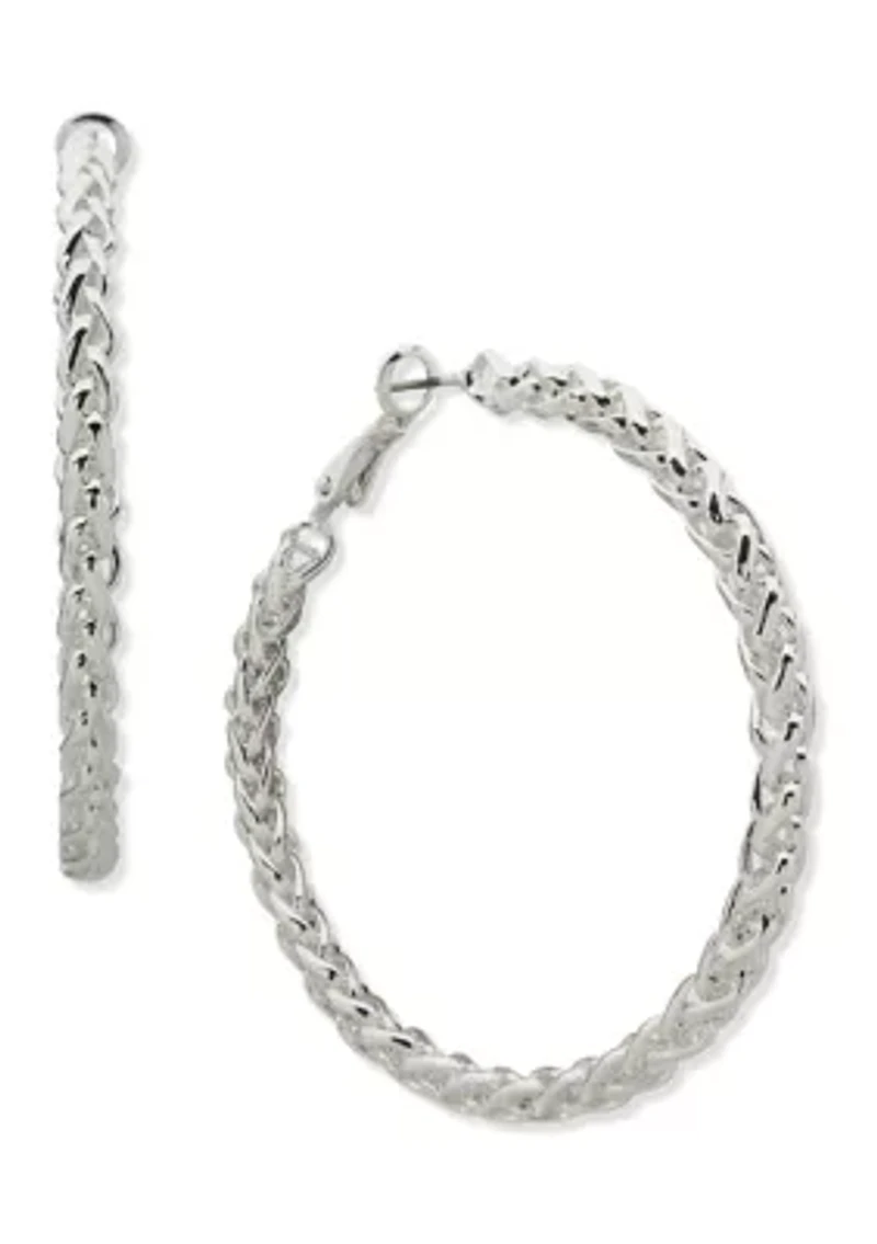 Chain Hoop Earrings in Silver Tone