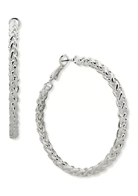 Chain Hoop Earrings in Silver Tone