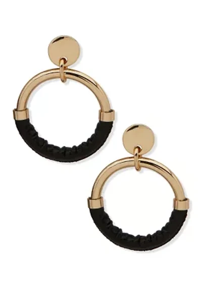 Black Textured Door Knocker Earrings