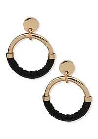 Black Textured Door Knocker Earrings