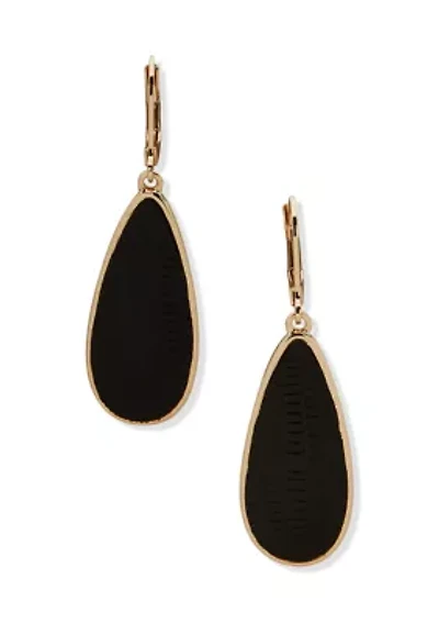 Black Textured Teardrop Earrings