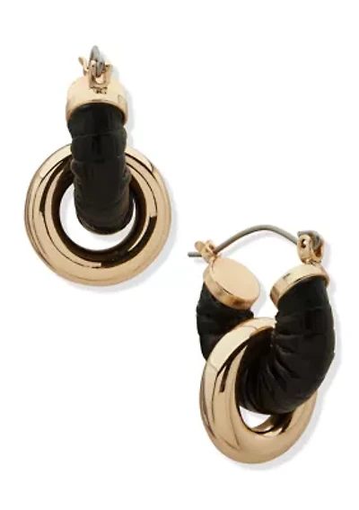 Gold Tone Link Hoop Earrings