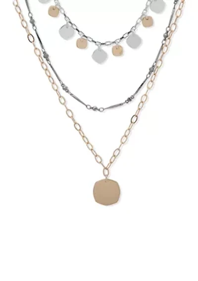 Tri-Tone 17 Inch Shaky Multi Row Necklace