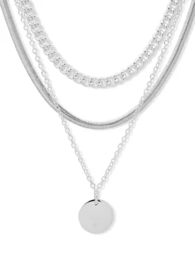 Silver Tone 17 Inch Multi Row Pendant Necklace