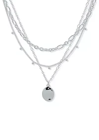 Silver Tone 17" Wavy Texture Multirow Necklace