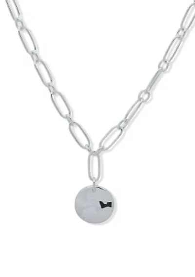 Silver Tone 17'' Wavy Texture Pendant Necklace