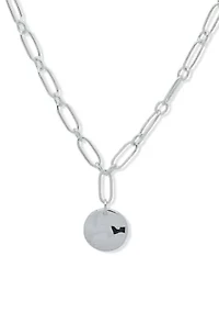 Silver Tone 17'' Wavy Texture Pendant Necklace