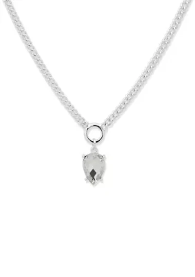 Silver Tone 17" Crystal Stone Pendant Collar Necklace