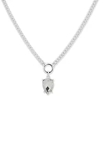 Silver Tone 17" Crystal Stone Pendant Collar Necklace