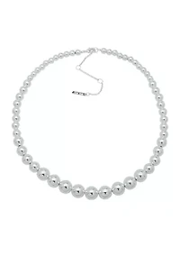 Silver Tone 17" Metal Ball Collar Necklace