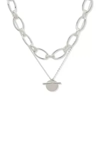 Silver Tone 17'' Multirow Pendant Necklace