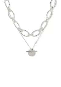 Silver Tone 17'' Multirow Pendant Necklace