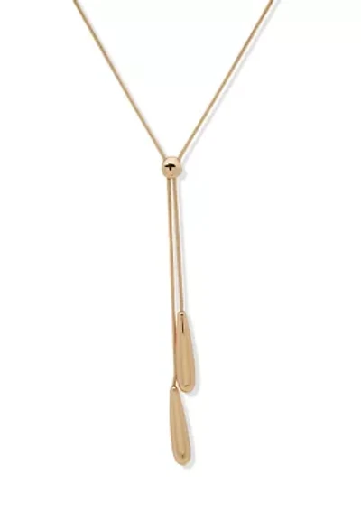 Gold Tone Lariat Necklace