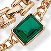 Gold Tone Emerald Multi Row Necklace