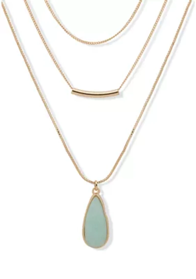 Stone Pendant Multirow Necklace