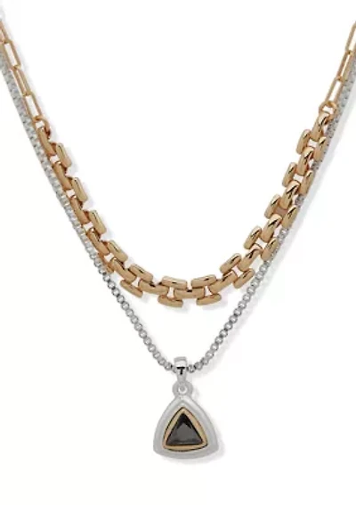Tri Tone Multi Row Necklace