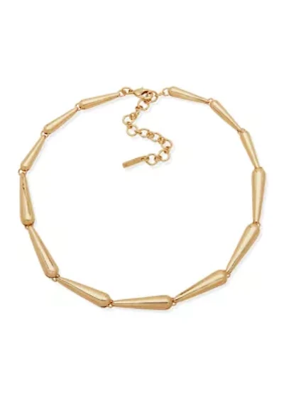 Gold Tone Teardrop Link Collar Necklace