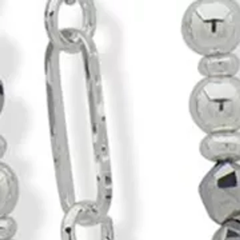 Silver Tone Beaded Multirow Necklace