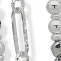 Silver Tone Beaded Multirow Necklace