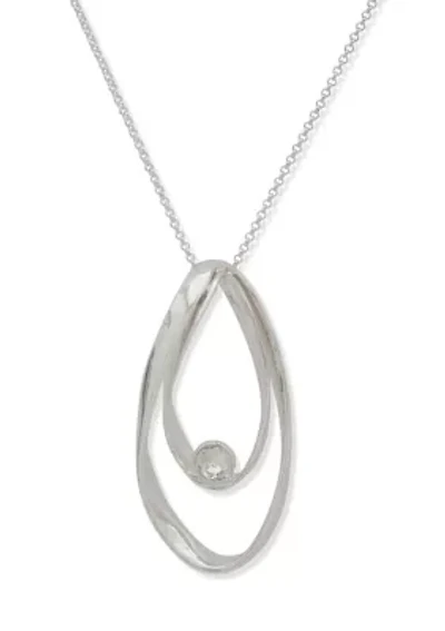 Silver Tone Twisted Pendant Necklace