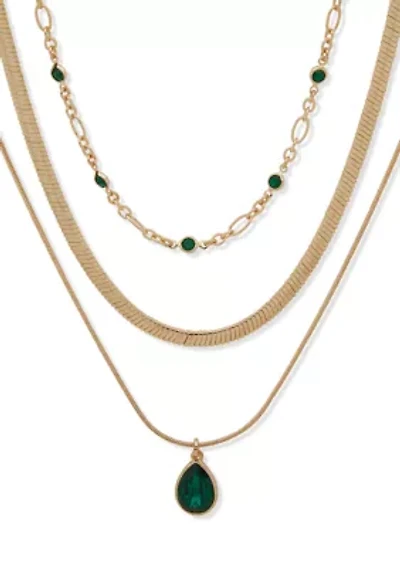 Green Pave Multirow Necklace