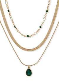 Green Pave Multirow Necklace
