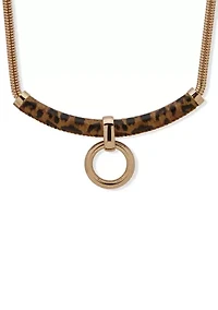 Gold Tone Leopard Frontal Pendant Necklace