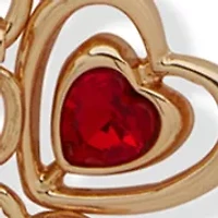 Gold Tone Red Heart Charm Y Necklace