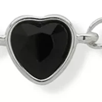 Silver-Tone Jet Crystal Multirow Heart Necklace