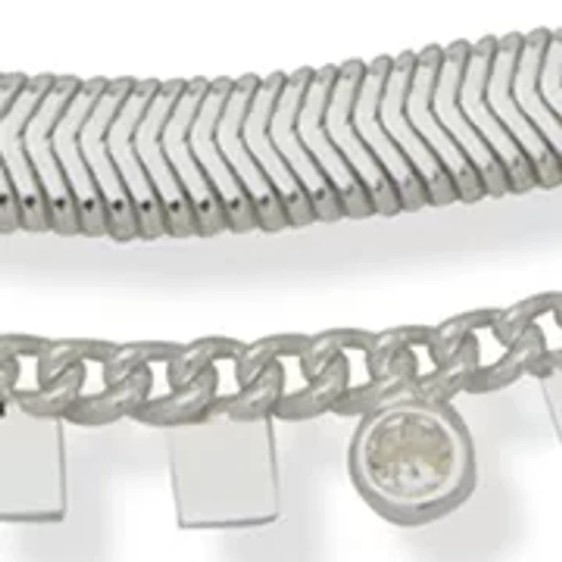 Silver Crystal Multirow Necklace