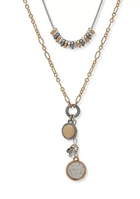 Multirow Tri-Tone Pendant Necklace