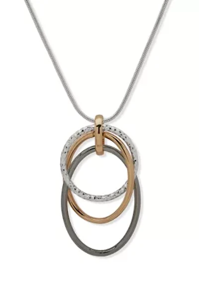 Tri Tone Ring Pendant Necklace
