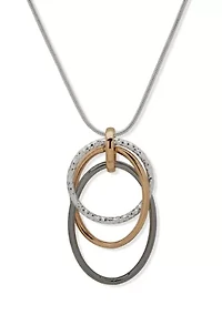 Tri Tone Ring Pendant Necklace