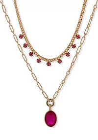 Red Stone Multirow Necklace