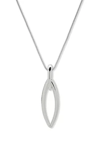 Silver Tone Navette Pendant Necklace