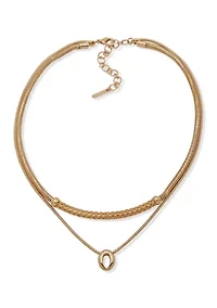 Pendant Multirow Gold Tone Necklace