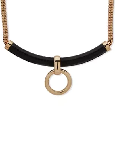 Black Frontal Pendant Necklace
