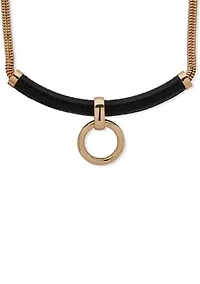 Black Frontal Pendant Necklace