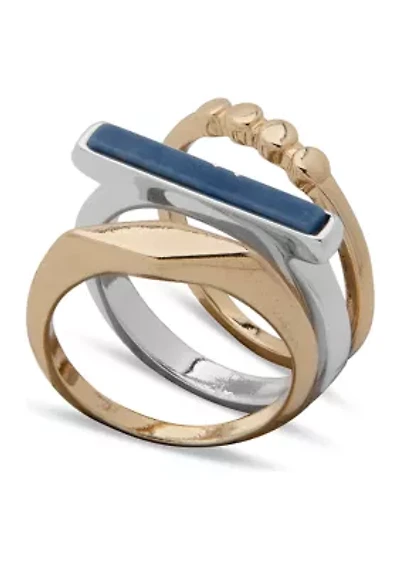 Two-Tone Set of 3 Bar Rings 