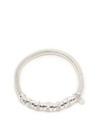 Silver-Tone Rondel Stretch Boxed Bracelet